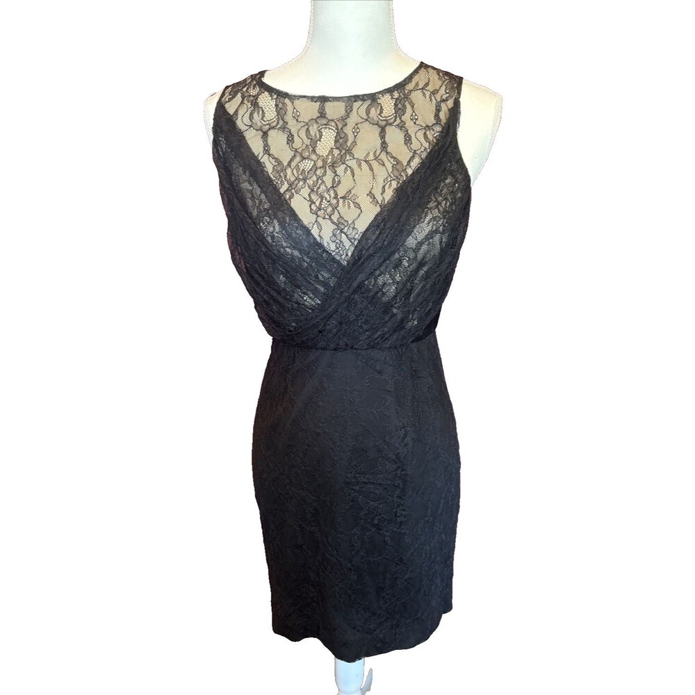 Seamline Cynthia Steffe Cocktail Dress 6 Black Lace